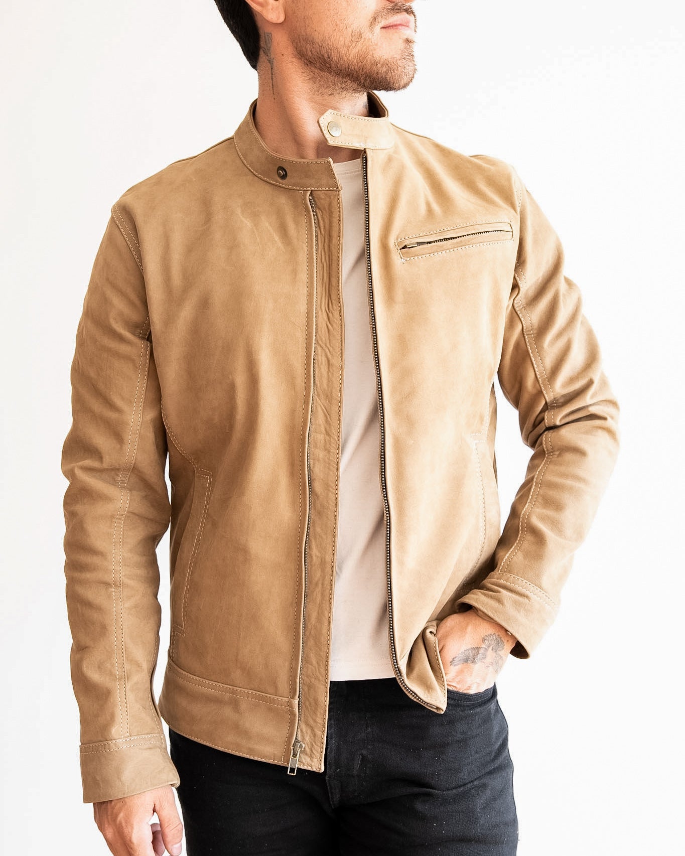 BEIGE NUBUCK MONTANA JACKET