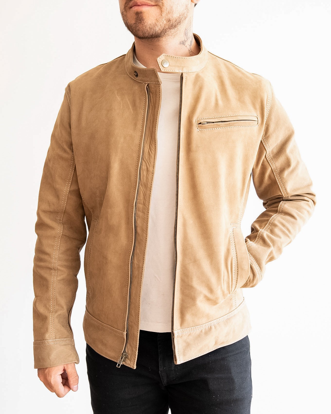 BEIGE NUBUCK MONTANA JACKET