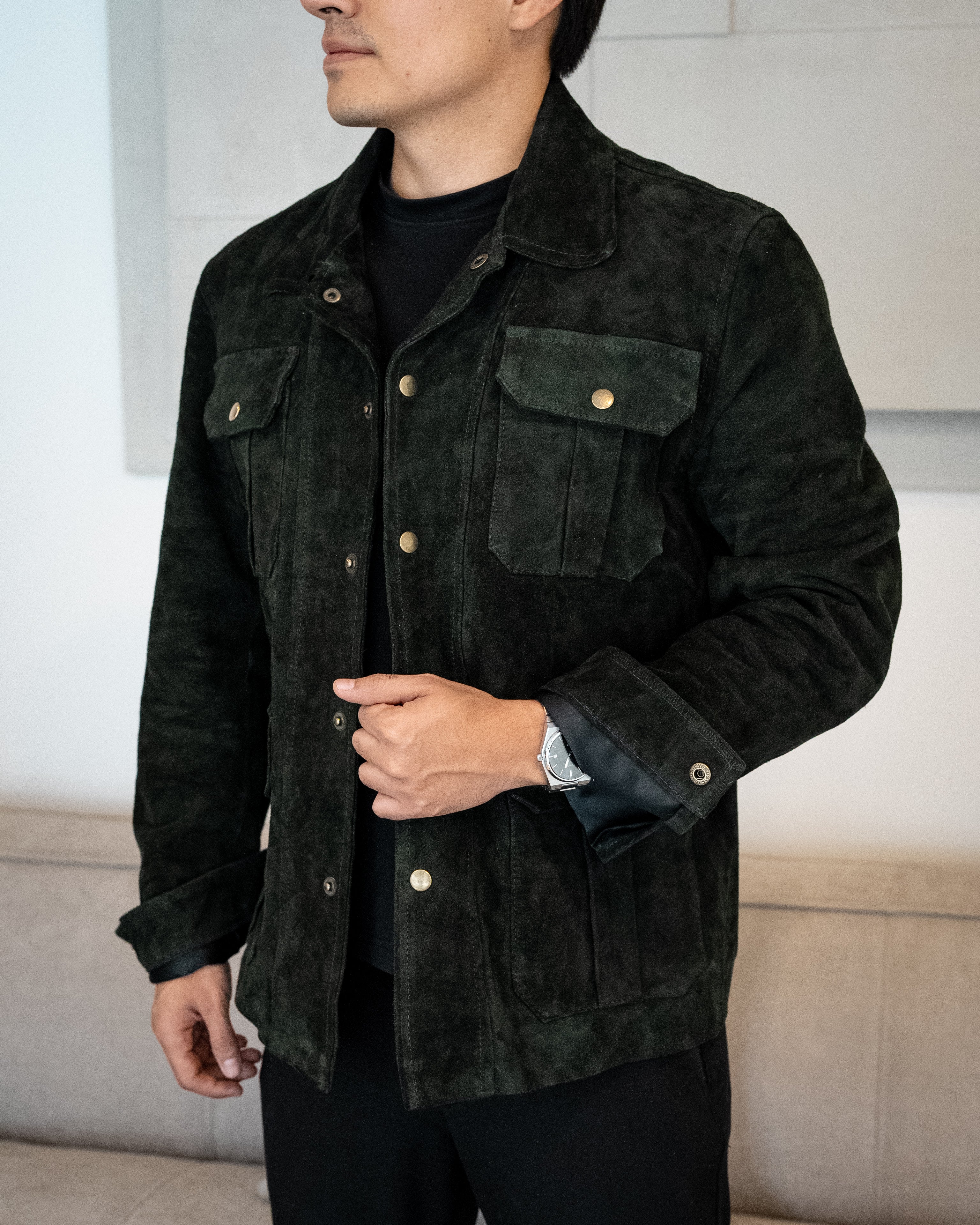 GREEN SUEDE CHICAGO JACKET