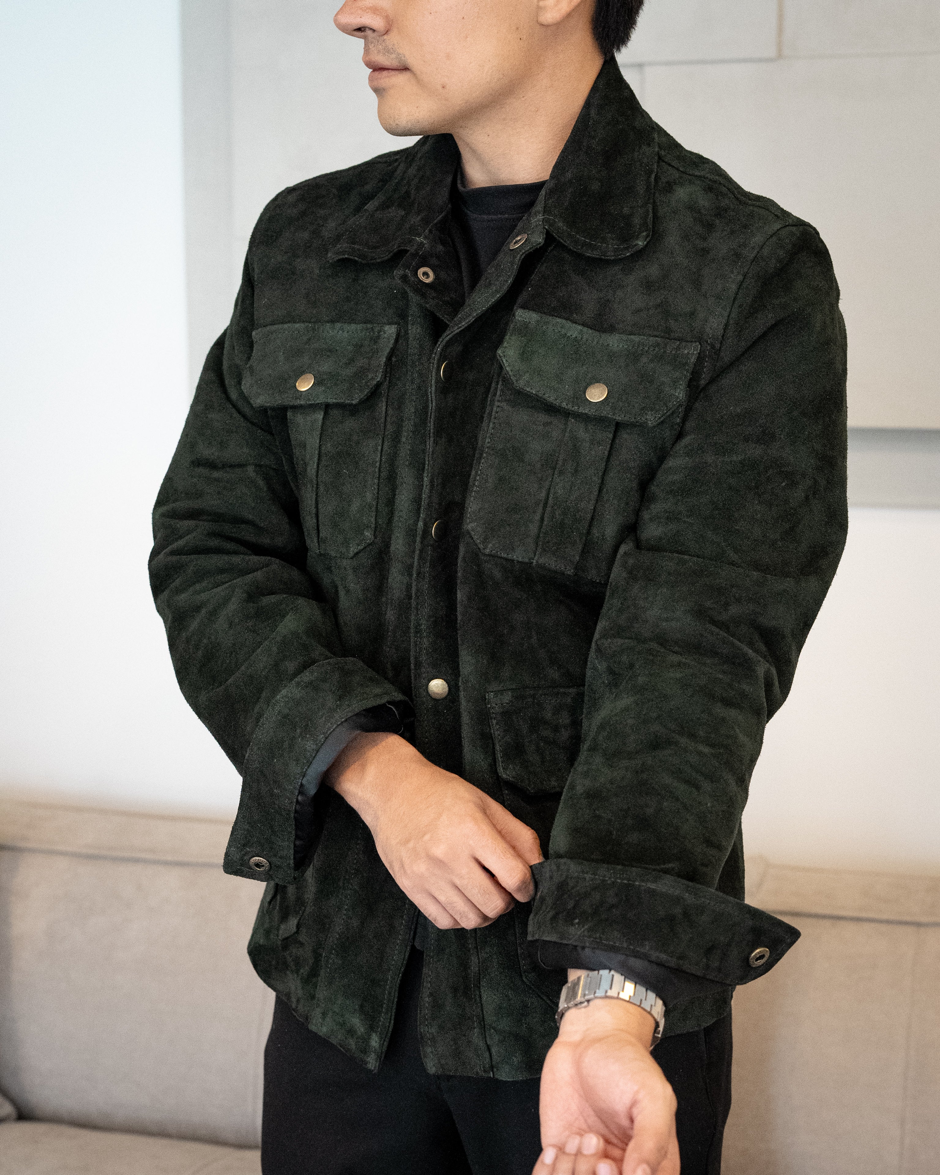 GREEN SUEDE CHICAGO JACKET