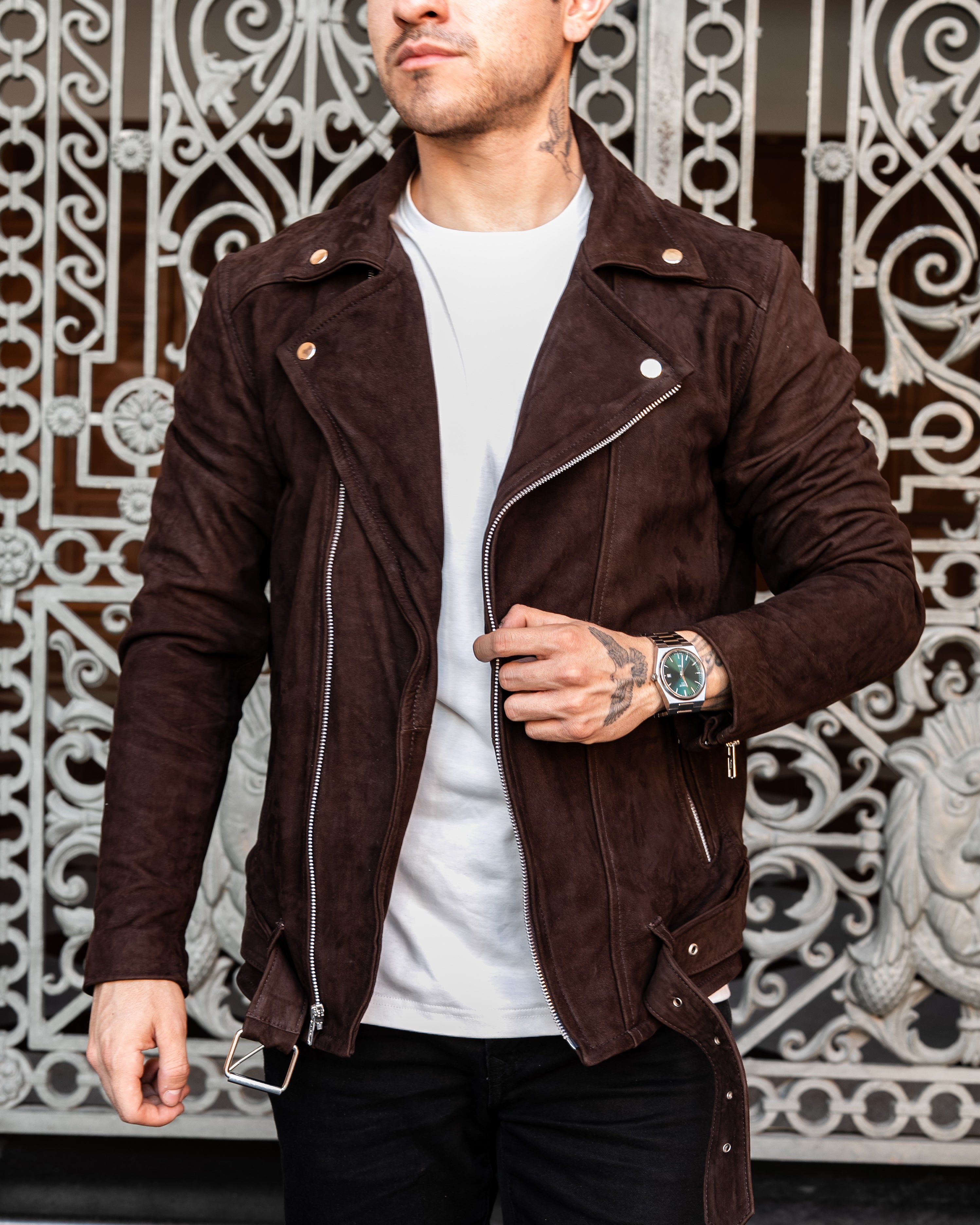 BROWN SUEDE MADRID BIKER