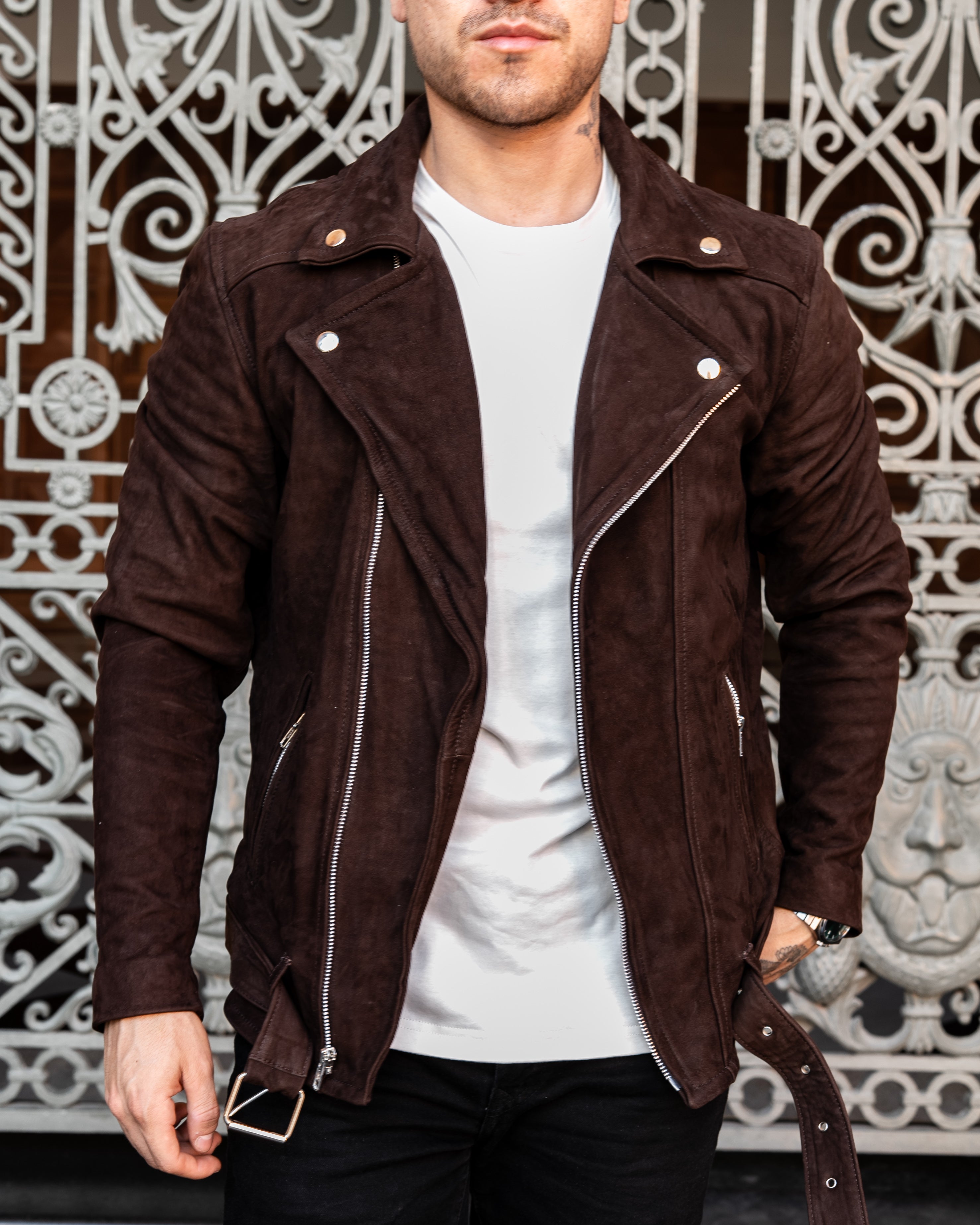 BROWN SUEDE MADRID BIKER