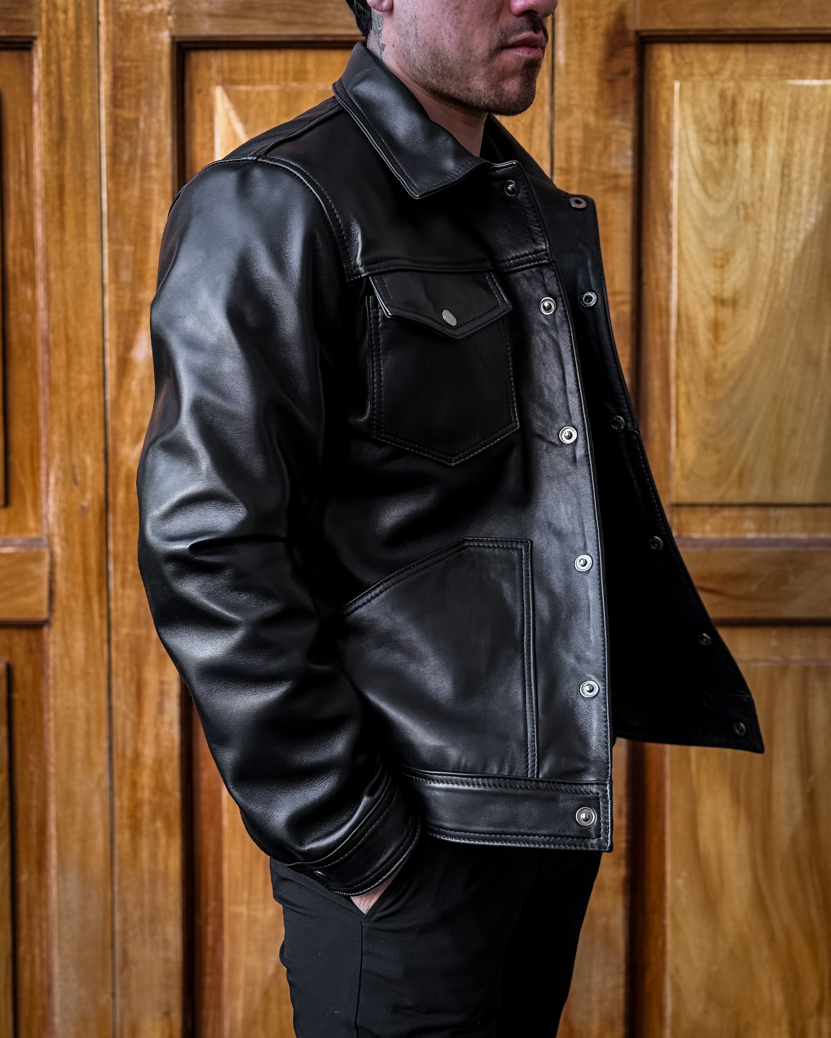 BLACK LEATHER ROMA JACKET