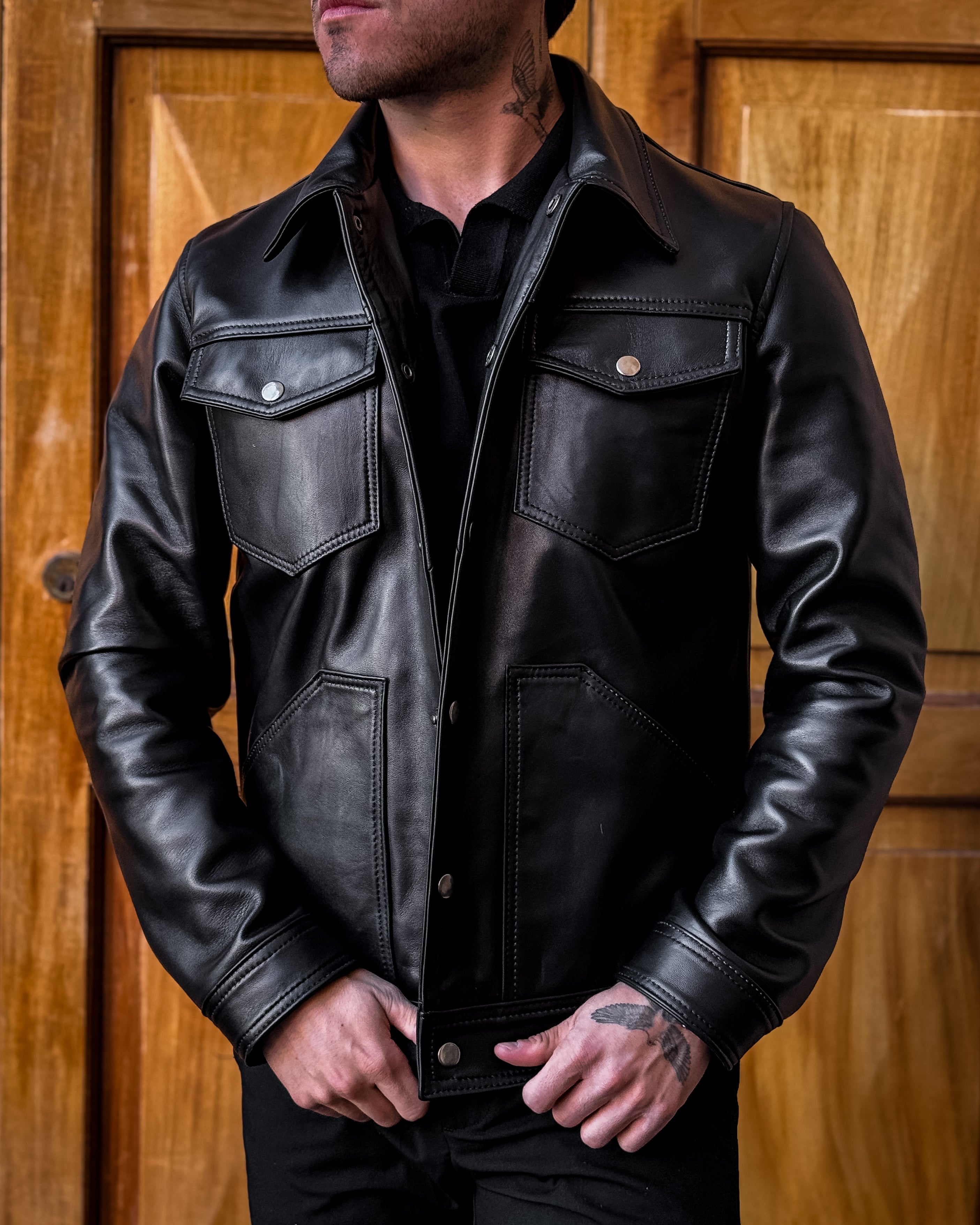 BLACK LEATHER ROMA JACKET