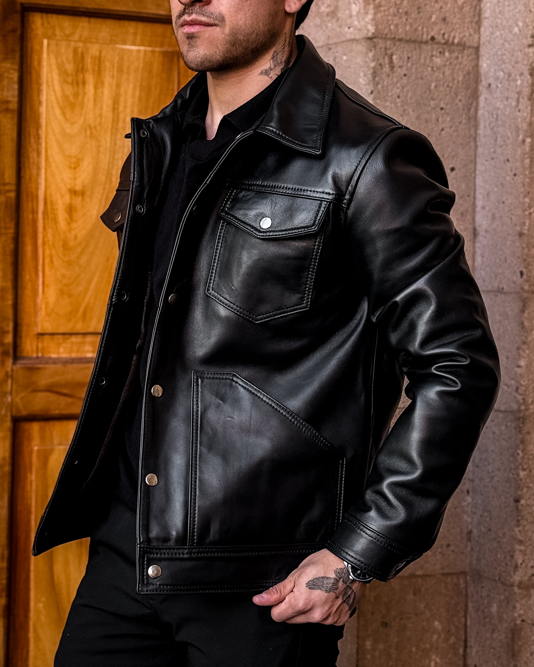 BLACK LEATHER ROMA JACKET